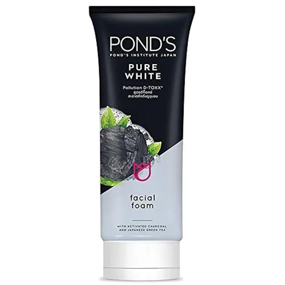 Ponds Charcoal Pure White Face Wash – 100g | Whitening & Brightening Deep Cleanser for All Skin Types