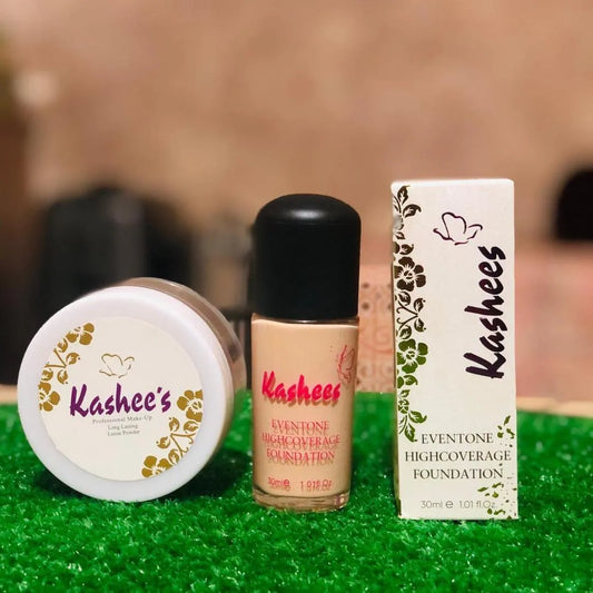 Kashees 24 Hrs Foundation & Loose Powder Deal – Flawless Coverage & Long-Lasting Finish (Pack of 2)