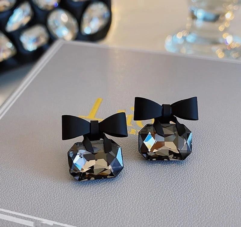 Black Bow Design Aluminium Plated Studs – Modern & Stylish