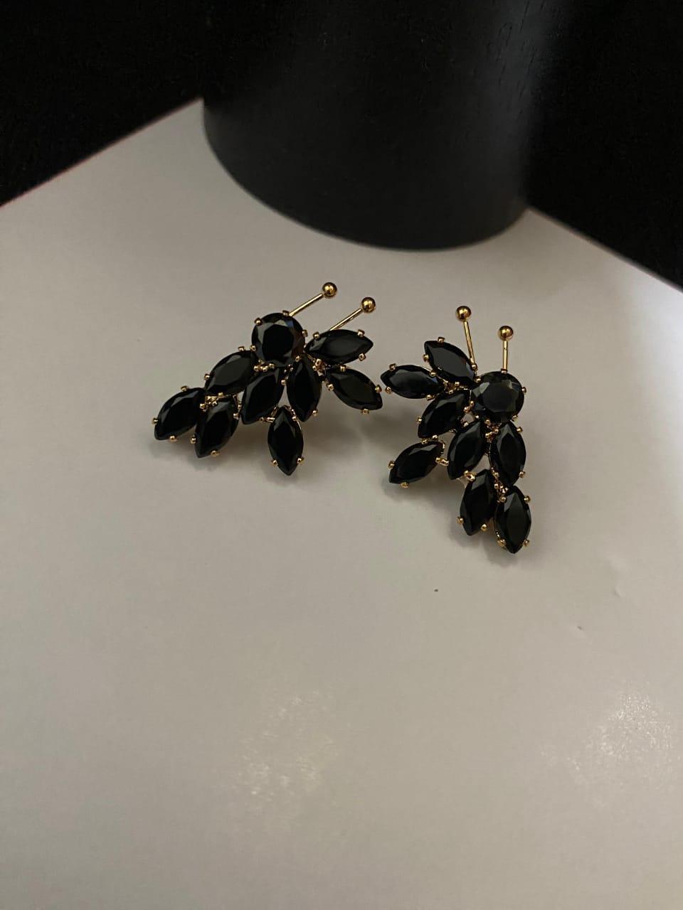 Modern Black Zircon Studs – Bold Shine with a Contemporary Touch