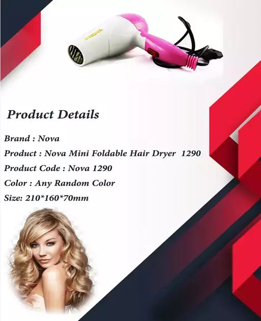 Nova Nv-1290 Professional Foldable Hair Dryer