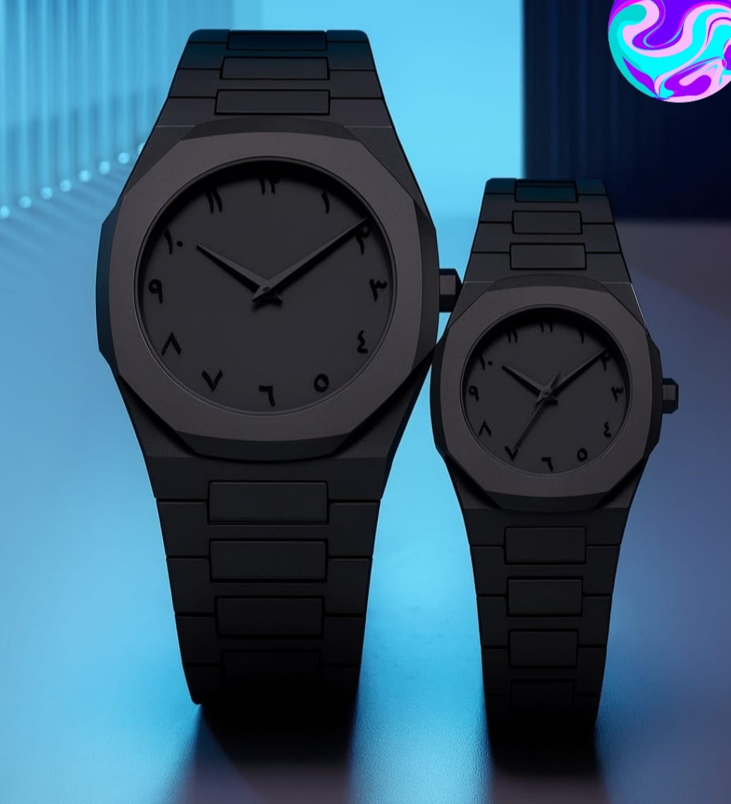 Black Aura Couple Watch – Elegant Matching Timepieces for Men & Women