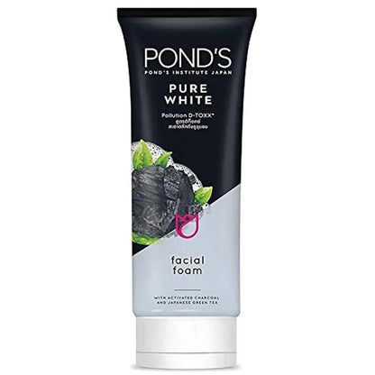 Ponds Charcoal Pure White Face Wash – 100g | Whitening & Brightening Deep Cleanser for All Skin Types