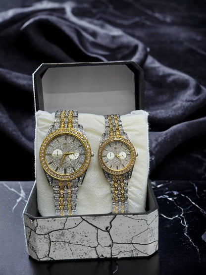 Diamond Stone Couple Watches — A Timeless Pair of Elegance