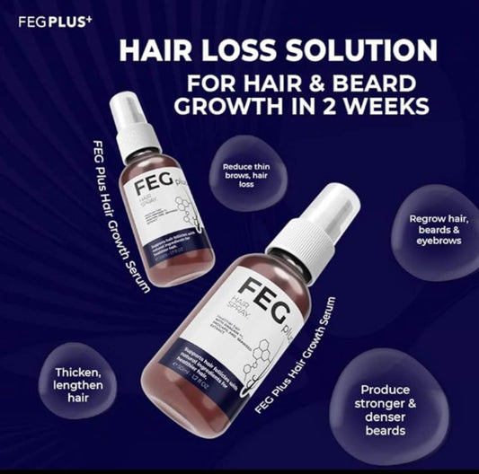 FEG PLUS Hair Growth Serum & Spray – 50ml Advanced Formula for Men & Women, Stronger, Thicker Hair