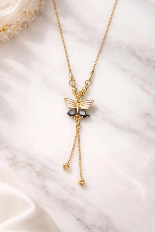 Butterfly Hanging Gemstone Necklace