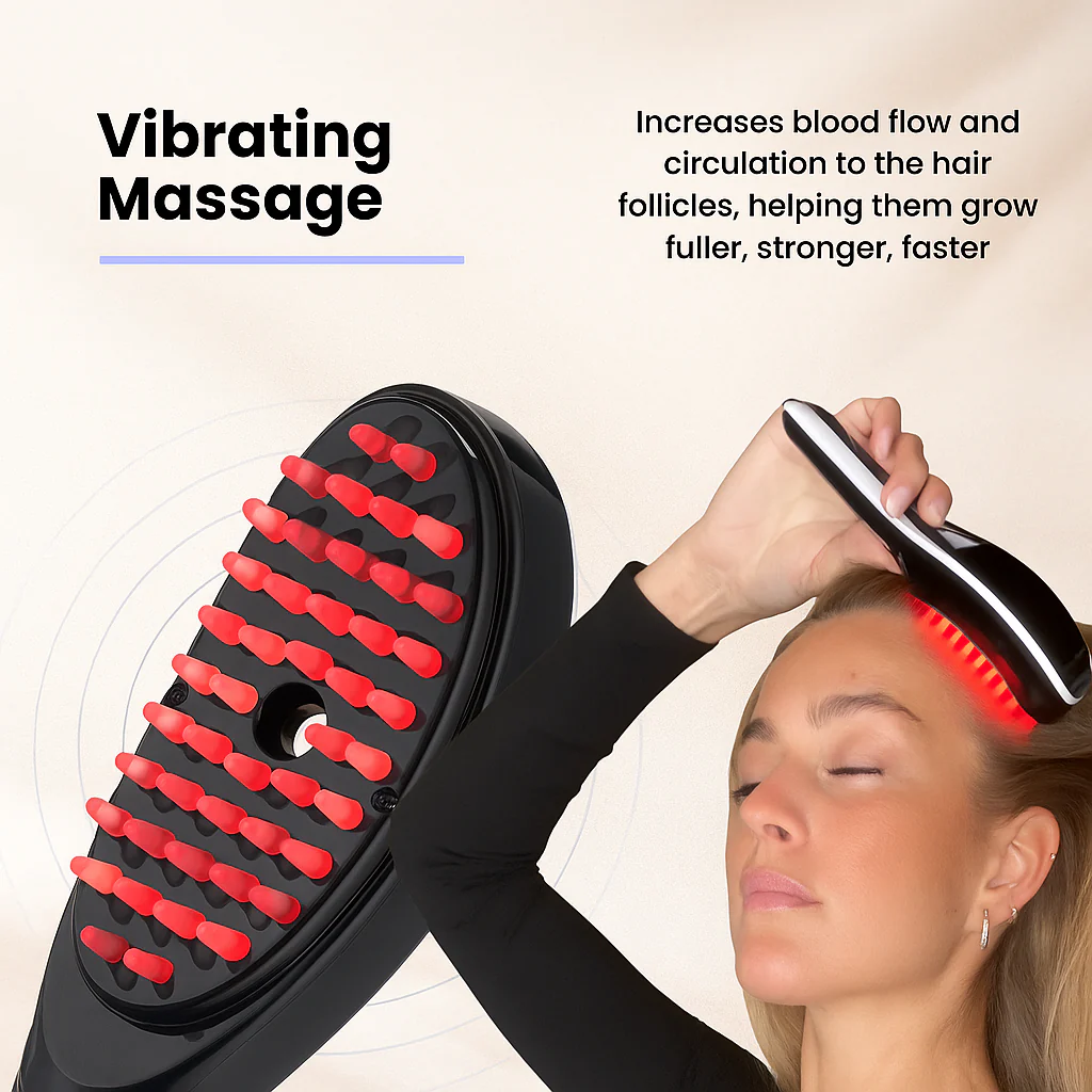 Electric Massage Comb – Blue & Red Light Therapy Scalp Massager