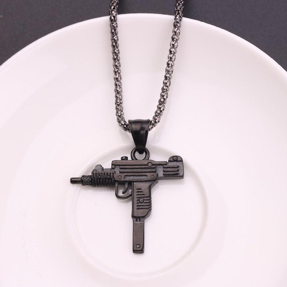 1 Pc Alloy Silver Plated Gun Design Pendant for Men – Army Style Necklace