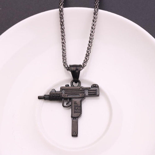 1 Pc Alloy Silver Plated Gun Design Pendant for Men – Army Style Necklace