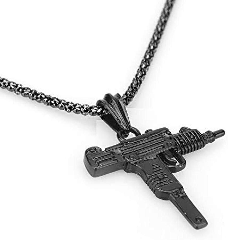 1 Pc Alloy Silver Plated Gun Design Pendant for Men – Army Style Necklace