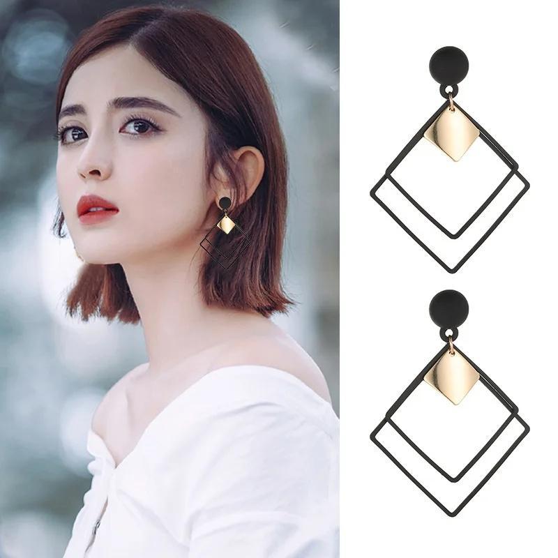 Stylish Black Square Design Earrings for Women – Bold • Modern • Elegant