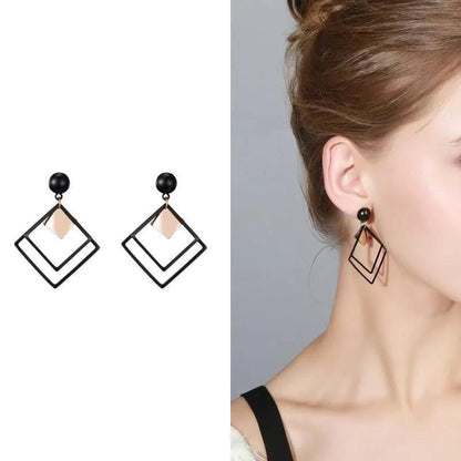 Stylish Black Square Design Earrings for Women – Bold • Modern • Elegant