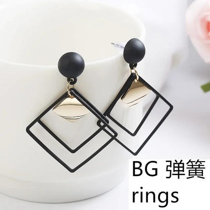 Stylish Black Square Design Earrings for Women – Bold • Modern • Elegant