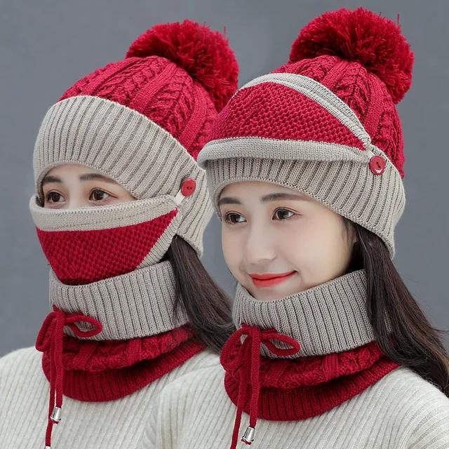3 Pcs Wool Plain Beanie & Neck Warmer Set – Ultra-Warm Winter Essentials
