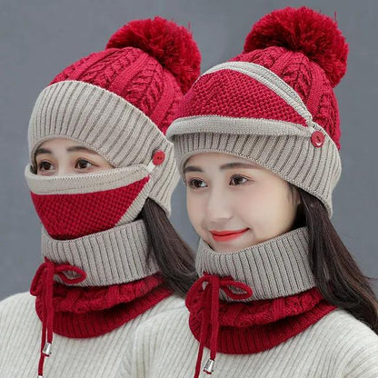 3 Pcs Wool Plain Beanie & Neck Warmer Set – Ultra-Warm Winter Essentials