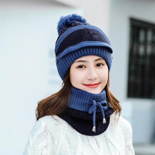 3 Pcs Wool Plain Beanie & Neck Warmer Set – Ultra-Warm Winter Essentials