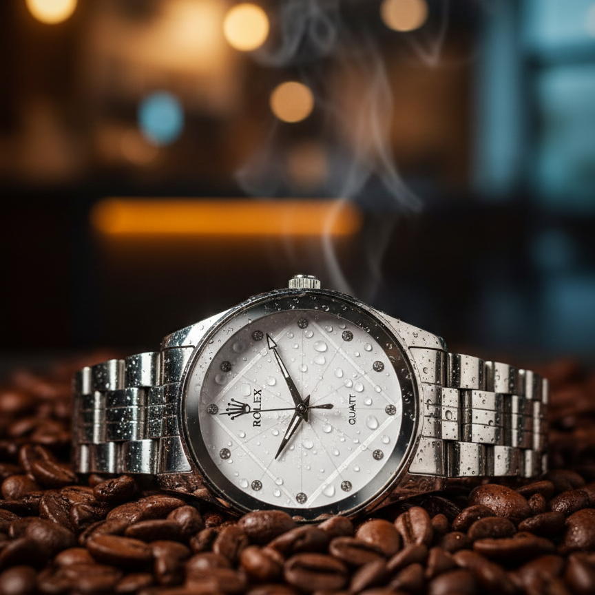 Luxury-Style Silver-Toned Quartz Wristwatch