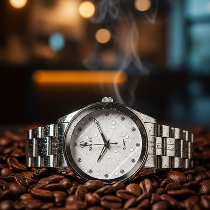 Luxury-Style Silver-Toned Quartz Wristwatch
