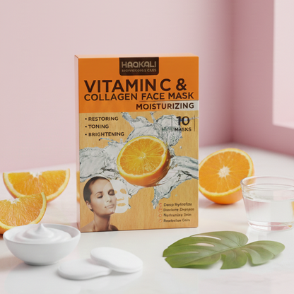 HAQKALI Professional Care Vitamin C & Collagen Face Mask – Pack of 10