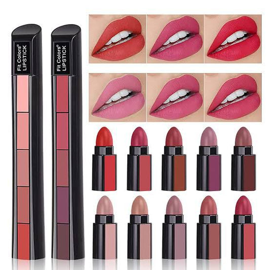 Pack Of 2 Pcs Huda Beauty 5 In 1 Lipstick Nude Shades